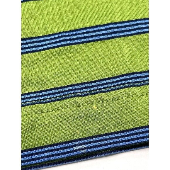Master's AMEN CORNER Mens MEDIUM Green/Blue Stripe S/S Golf POLO Hong Kong EUC - Picture 2 of 9